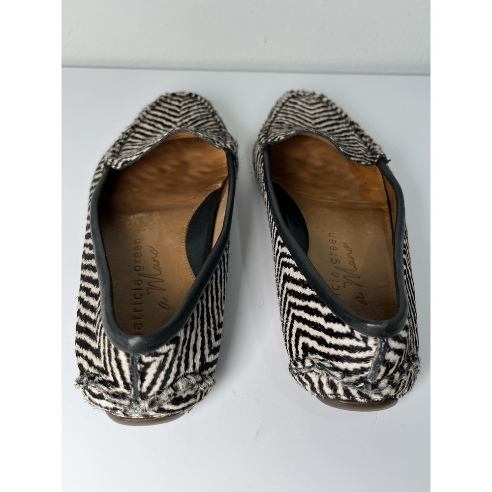 Patricia Green Jillian Loafers Women 7M Zebra Chevron Calf Hair Driving Shoes - Picture 5 of 8